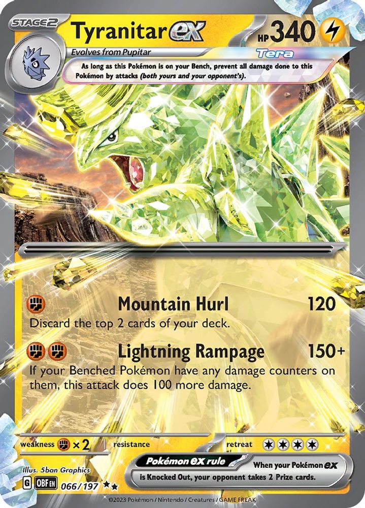 Tyranitar ex 066 - Holofoil SV03 Obsidian Flames - Double Rare