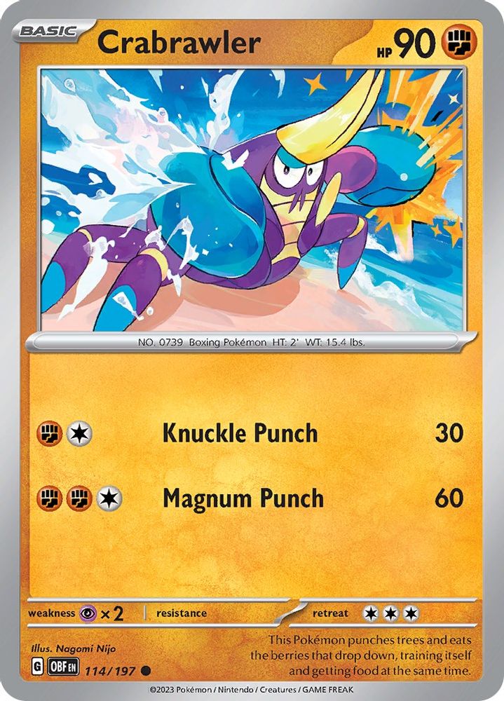 Crabrawler 114 - Reverse Holofoil SV03 Obsidian Flames - Common