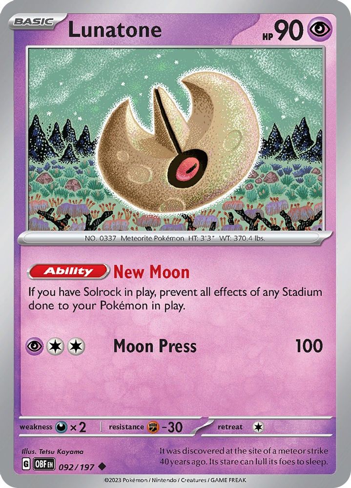 Lunatone 092 SV03 Obsidian Flames - Uncommon