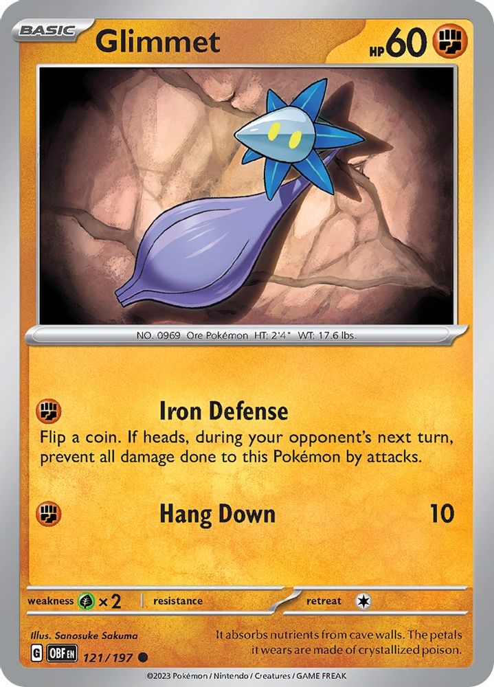 Glimmet 121/197 - Reverse Holofoil SV03 Obsidian Flames - Common