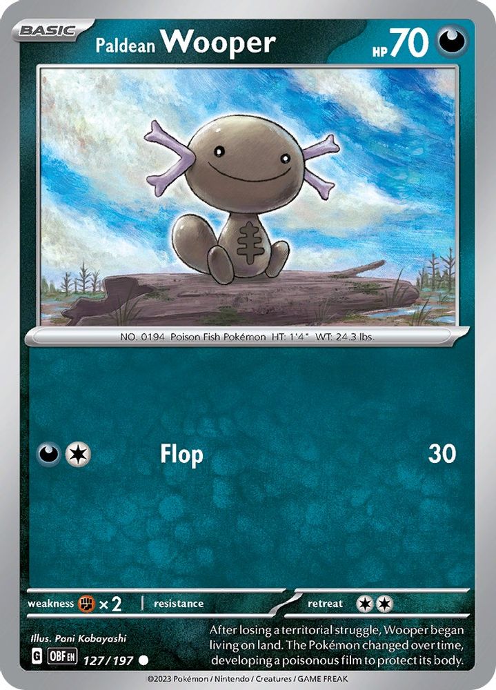 Paldean Wooper 127/197 - Reverse Holofoil SV03 Obsidian Flames - Common