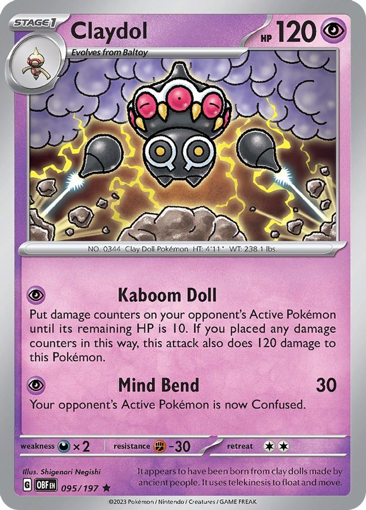 Claydol 095 - Holofoil SV03 Obsidian Flames - Rare