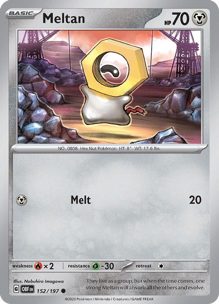 Meltan 152 - Reverse Holofoil SV03 Obsidian Flames - Common