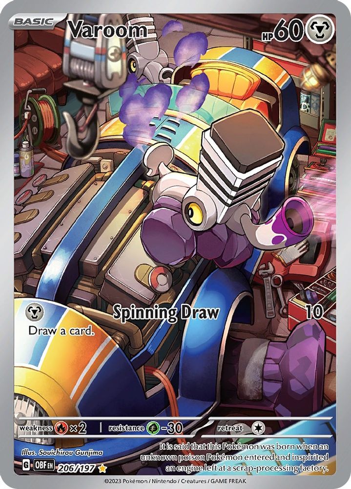 Varoom 206/197 - Holofoil SV03 Obsidian Flames - Illustration Rare