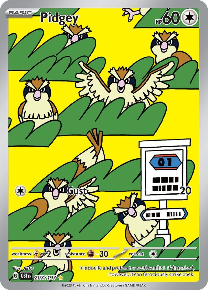 Pidgey 207/197 - Holofoil SV03 Obsidian Flames - Illustration Rare