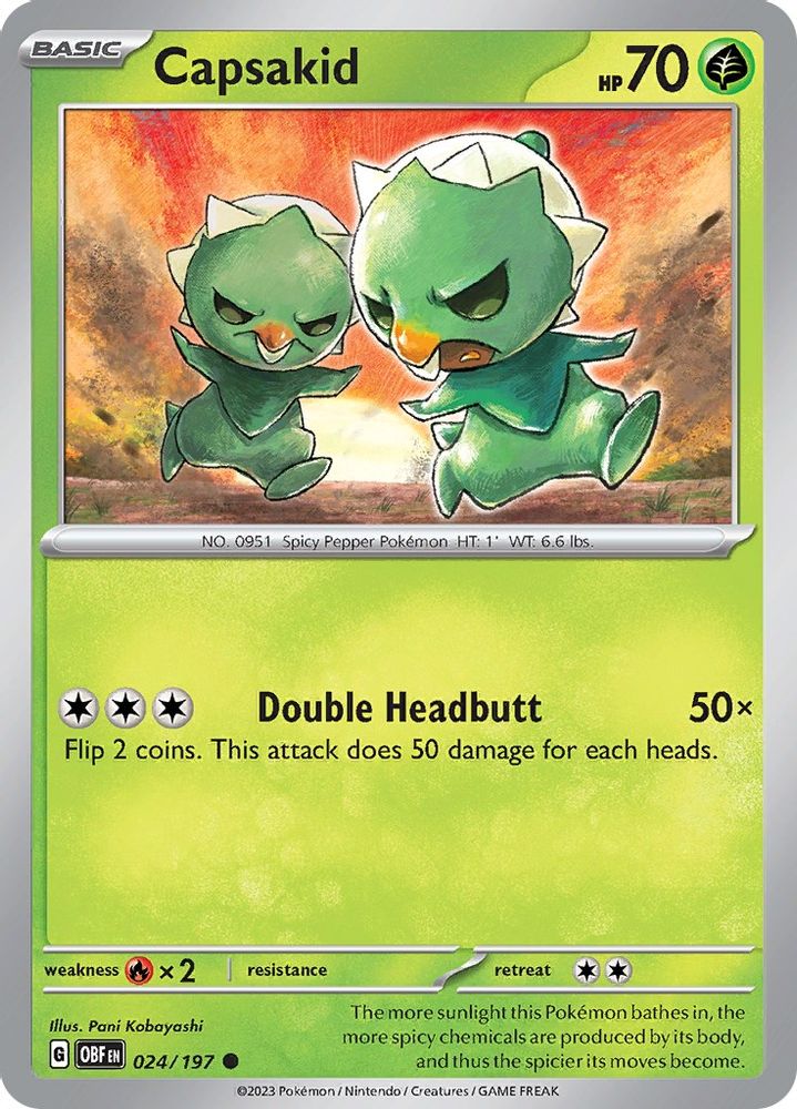 Capsakid 024/197 - Reverse Holofoil SV03 Obsidian Flames - Common