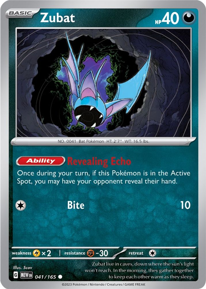 Zubat 041 - Reverse Holofoil SV Scarlet & Violet 151 - Common