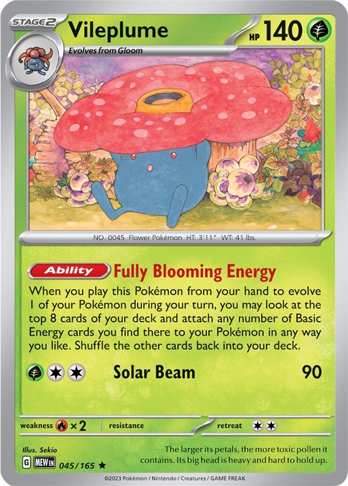 Vileplume 045 - Reverse Holofoil SV Scarlet & Violet 151 - Rare