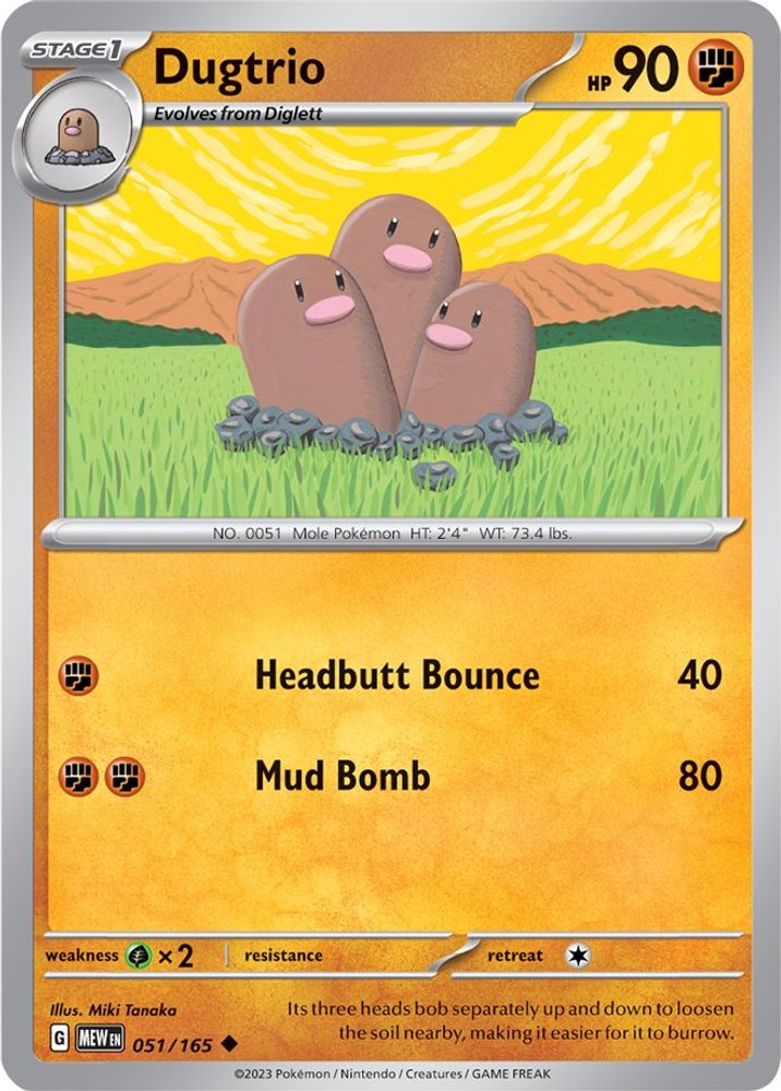 Dugtrio 051 - Reverse Holofoil SV Scarlet & Violet 151 - Uncommon