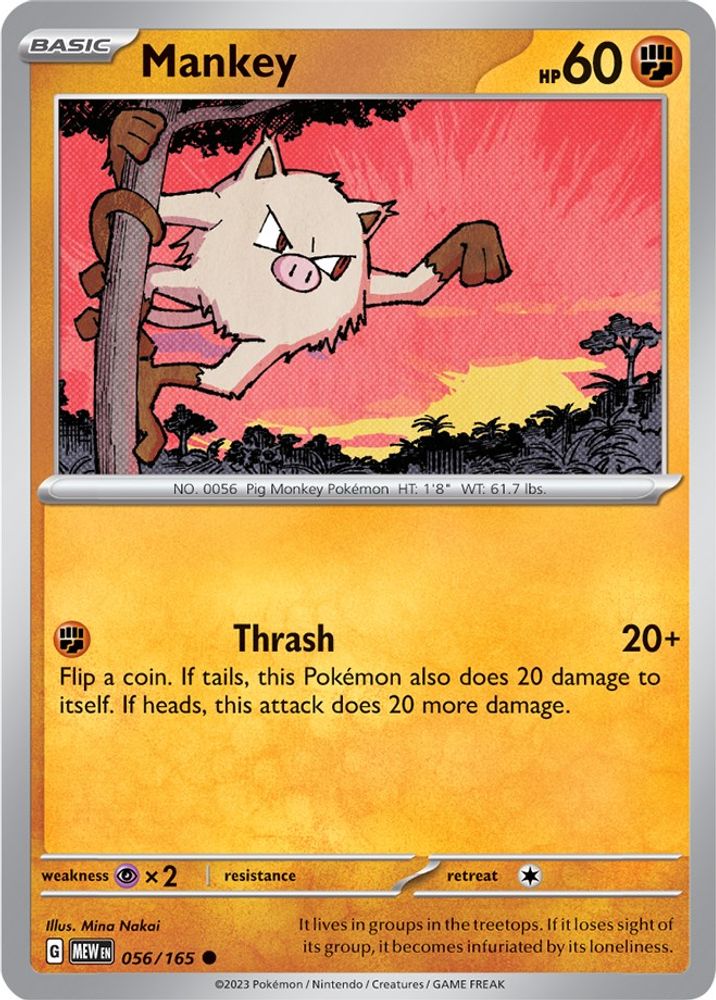 Mankey 056 - Reverse Holofoil SV Scarlet & Violet 151 - Common