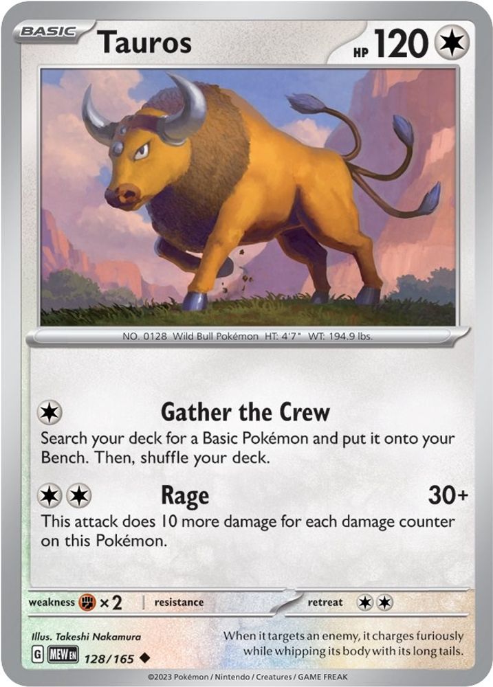 Tauros 128 - Reverse Holofoil SV Scarlet & Violet 151 - Uncommon