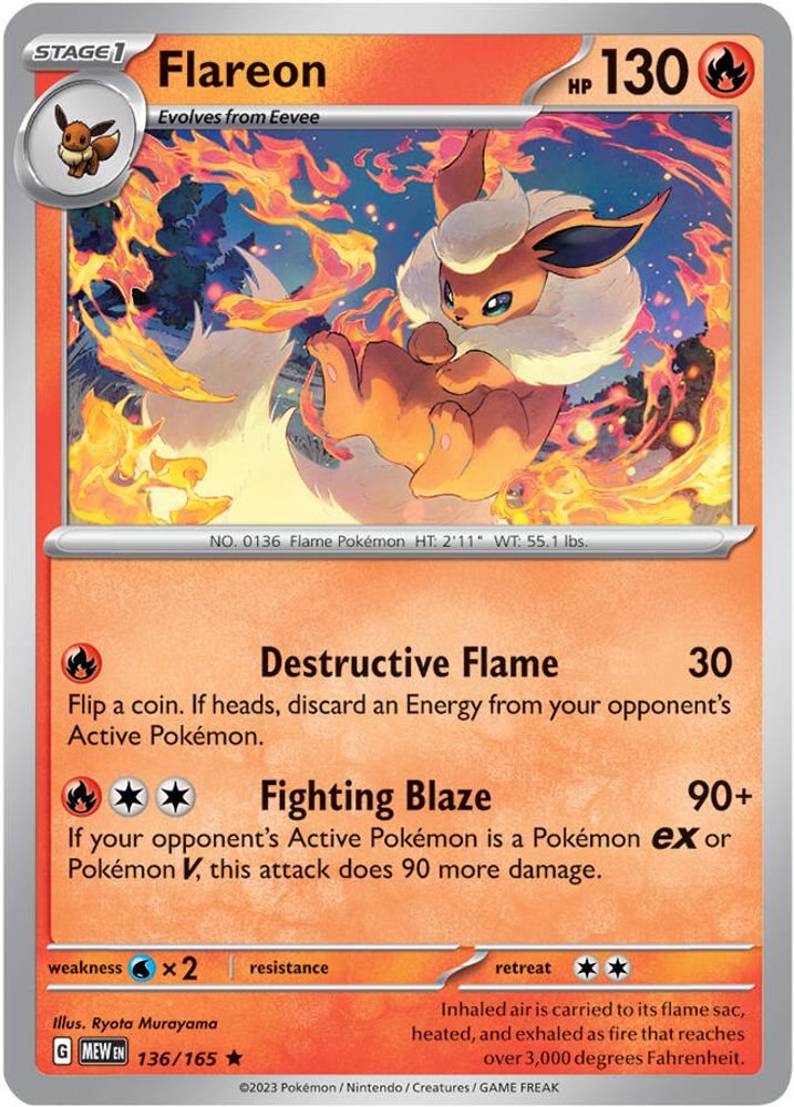 Flareon 136 - Reverse Holofoil SV Scarlet & Violet 151 - Rare