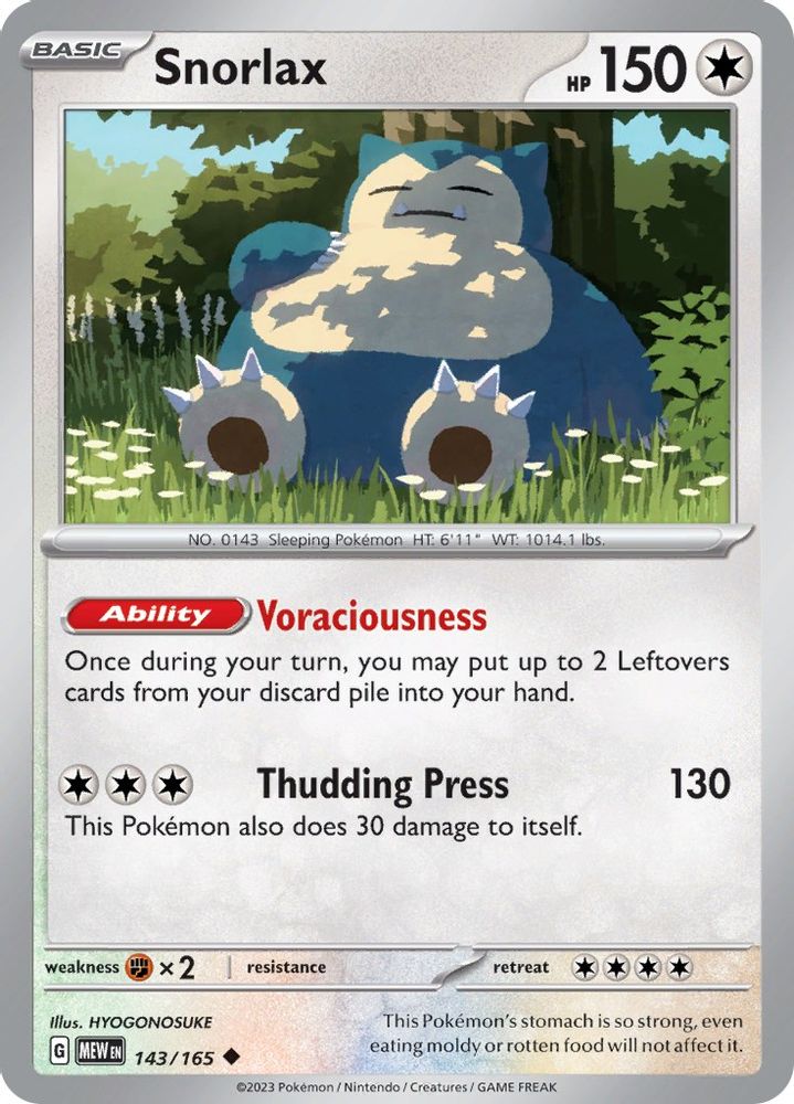 Snorlax 143 - Reverse Holofoil SV Scarlet & Violet 151 - Uncommon
