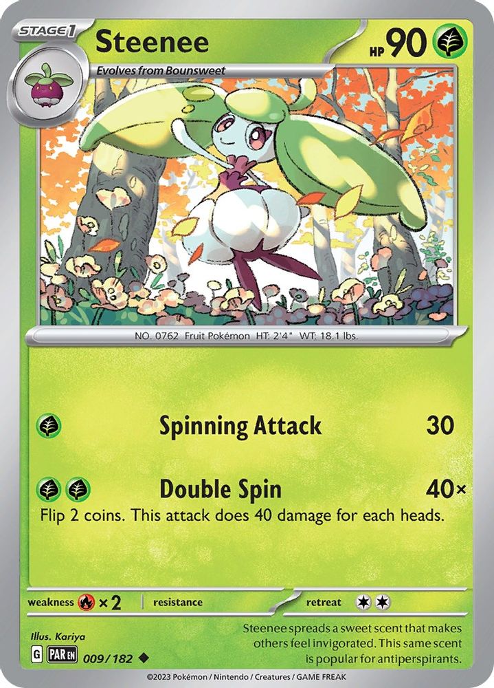 Steenee 009 - Reverse Holofoil SV04 Paradox Rift - Uncommon