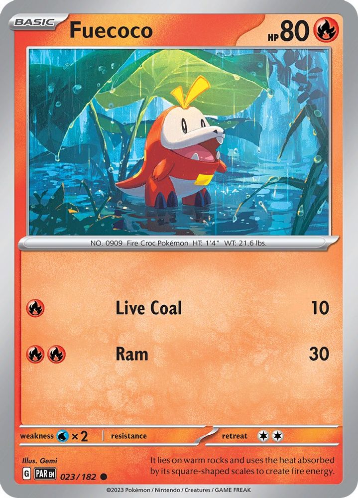 Fuecoco 023 - Reverse Holofoil SV04 Paradox Rift - Common