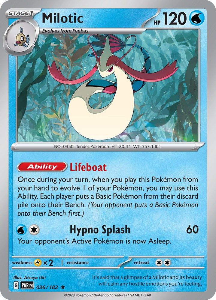Milotic 036 - Reverse Holofoil SV04 Paradox Rift - Rare