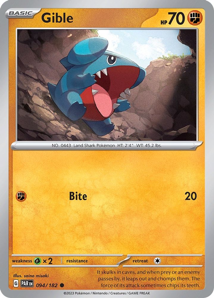 Gible 094 - Reverse Holofoil SV04 Paradox Rift - Common