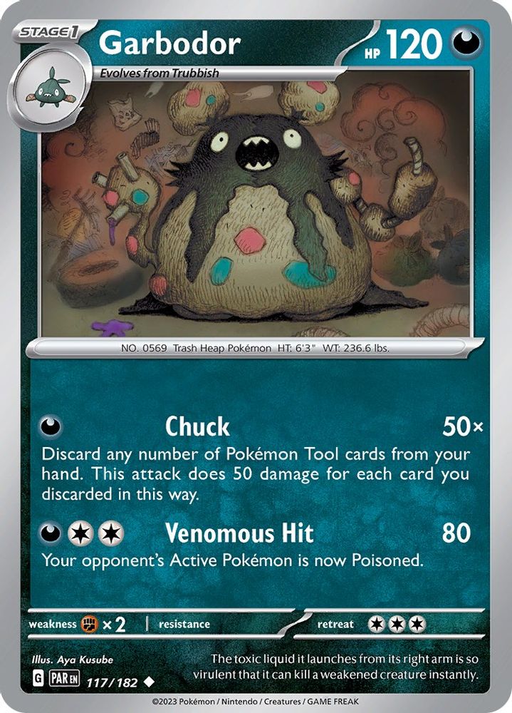 Garbodor 117/182 - Reverse Holofoil SV04 Paradox Rift - Uncommon