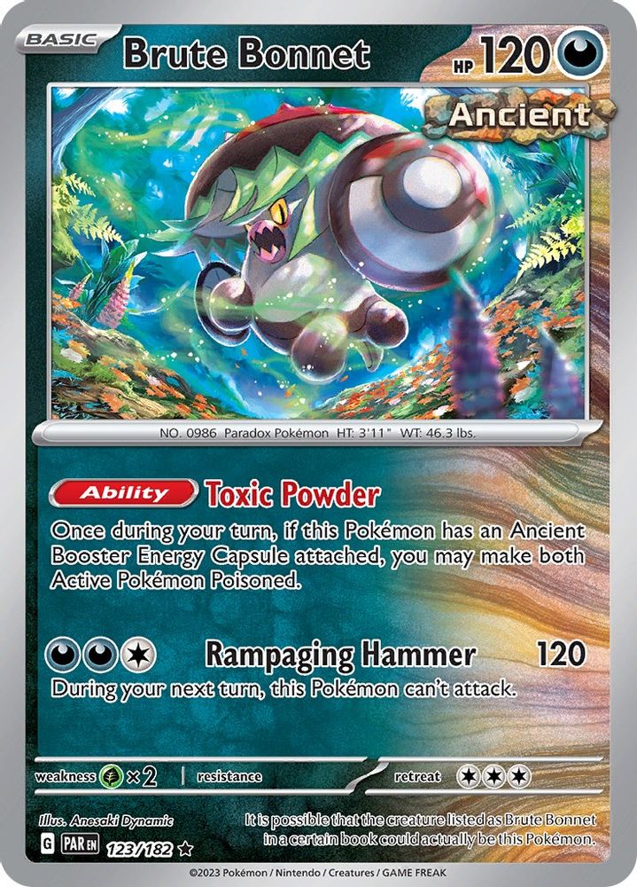 Brute Bonnet 123/182 - Reverse Holofoil SV04 Paradox Rift - Rare