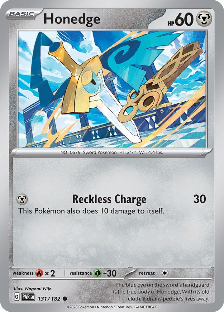 Honedge 131/182 - Reverse Holofoil SV04 Paradox Rift - Common