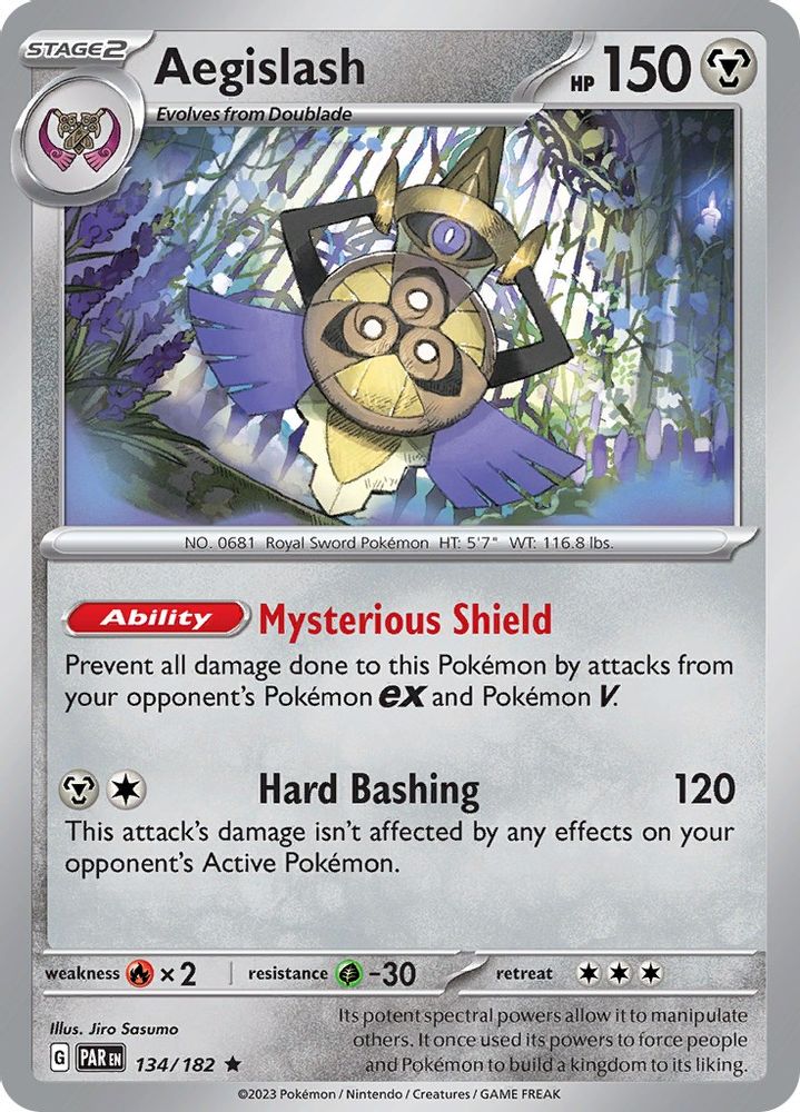 Aegislash 134/182 - Reverse Holofoil SV04 Paradox Rift - Rare