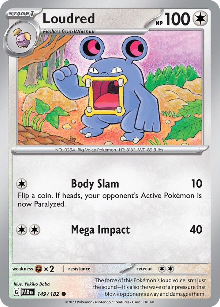 Loudred 149 - Reverse Holofoil SV04 Paradox Rift - Common