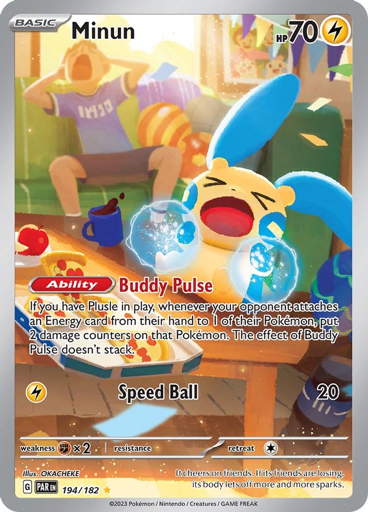 Minun 194/182 - Holofoil SV04 Paradox Rift - Illustration Rare