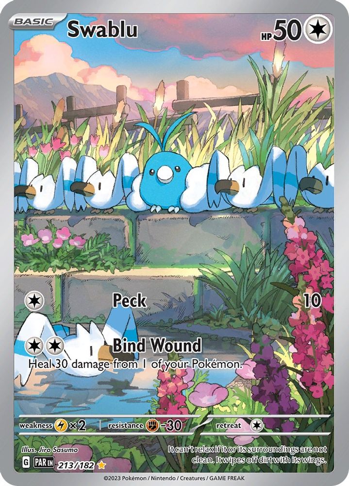 Swablu 213/182 - Holofoil SV04 Paradox Rift - Illustration Rare