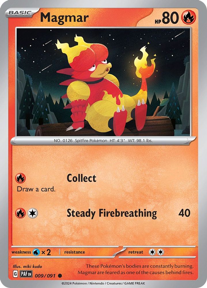 Magmar 009 - Reverse Holofoil SV Paldean Fates - Common