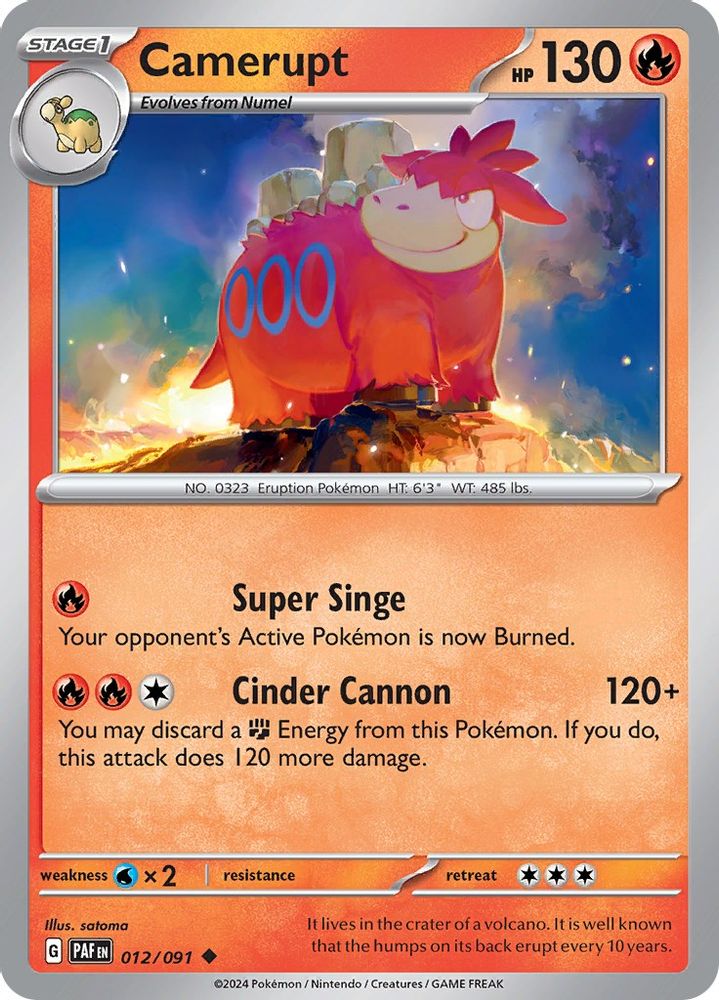 Camerupt 012 - Reverse Holofoil SV Paldean Fates - Uncommon