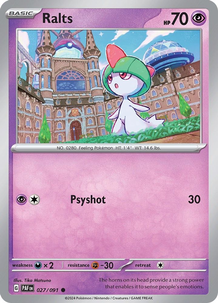 Ralts 027/091 - Reverse Holofoil SV Paldean Fates - Common