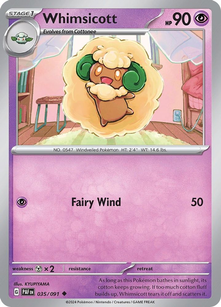 Whimsicott 035 - Reverse Holofoil SV Paldean Fates - Uncommon