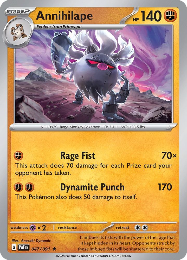Annihilape 047/091 - Reverse Holofoil SV Paldean Fates - Rare