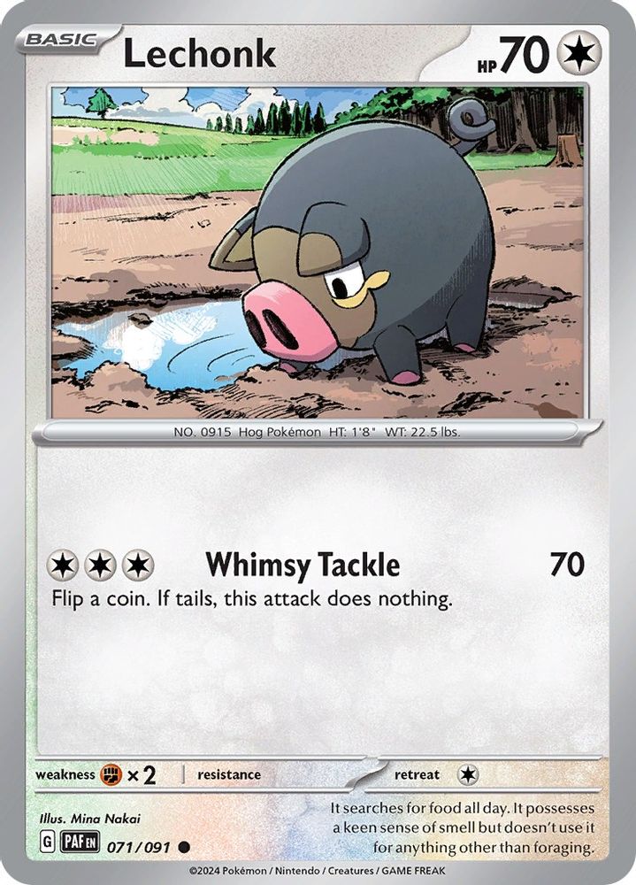 Lechonk 071/091 - Reverse Holofoil SV Paldean Fates - Common
