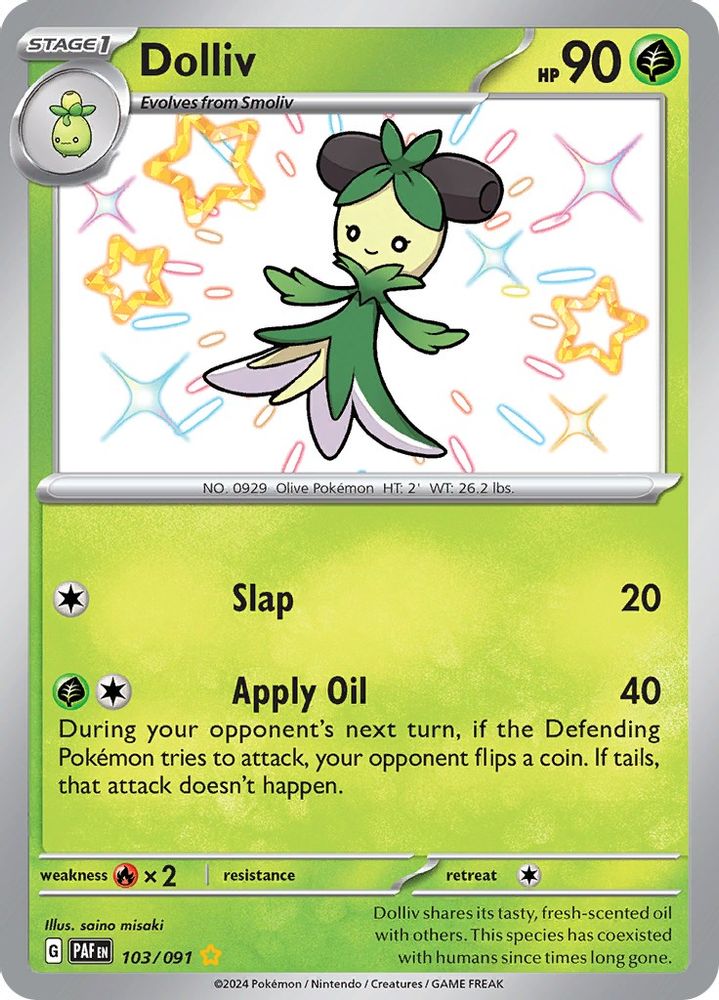 Dolliv 103 - Holofoil SV Paldean Fates - Shiny Rare