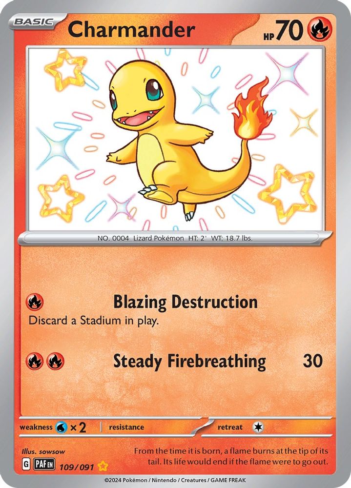 Charmander 109/091 - Holofoil SV Paldean Fates - Shiny Rare