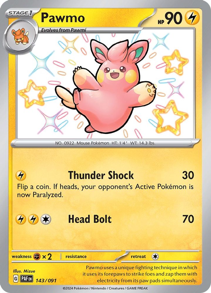 Pawmo 143 - Holofoil SV Paldean Fates - Shiny Rare