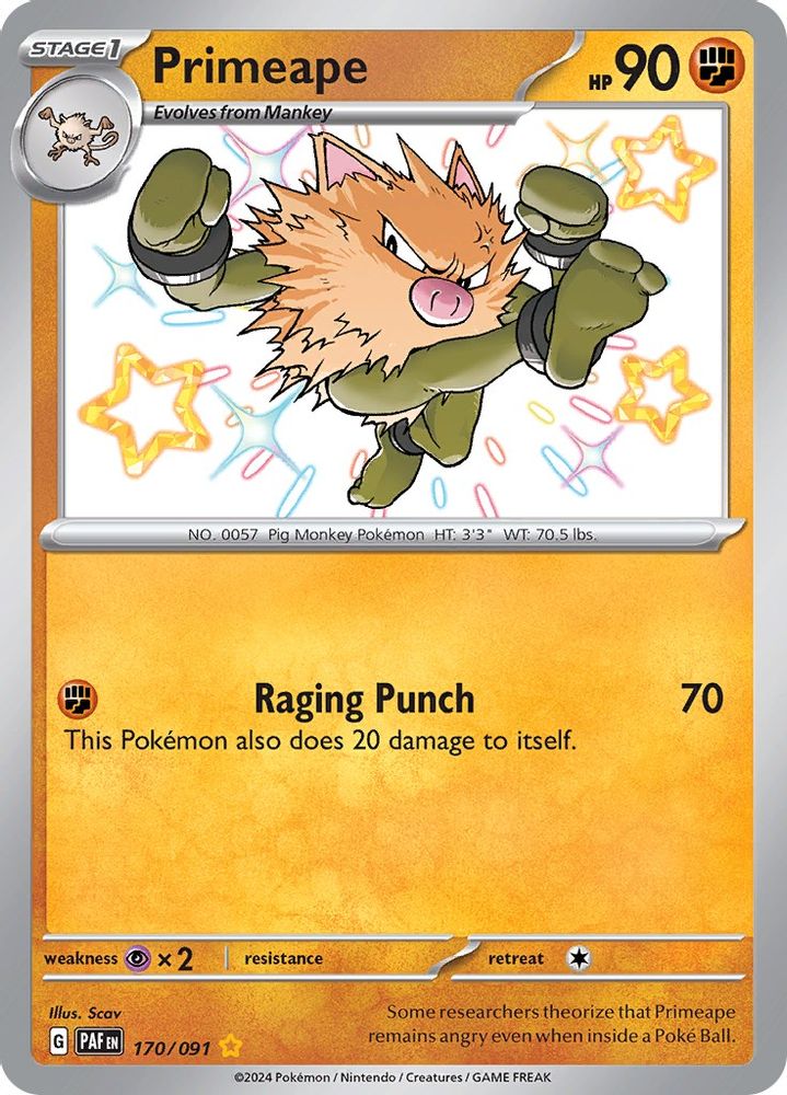 Primeape 170/091 - Holofoil SV Paldean Fates - Shiny Rare