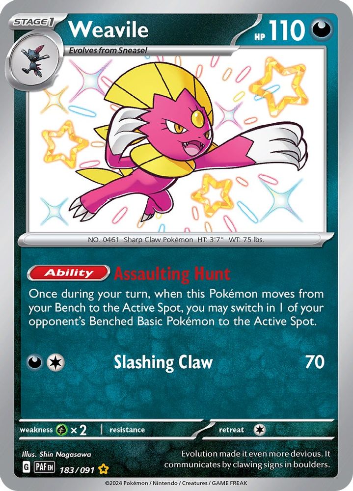 Weavile 183 - Holofoil SV Paldean Fates - Shiny Rare