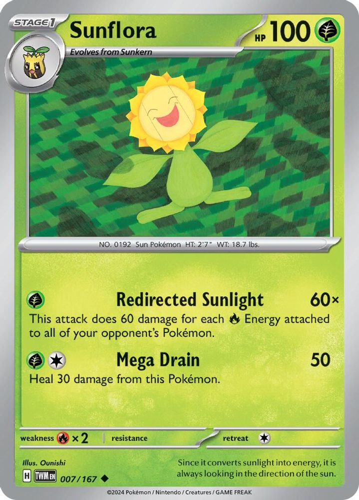 Sunflora 007/167 - Reverse Holofoil SV06 Twilight Masquerade - Uncommon