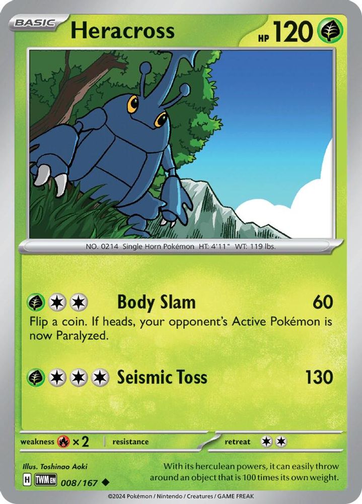 Heracross 008 - Reverse Holofoil SV06 Twilight Masquerade - Uncommon