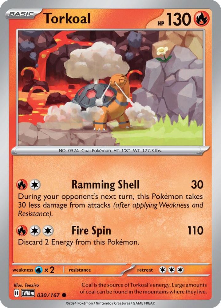 Torkoal 030/167 - Reverse Holofoil SV06 Twilight Masquerade - Common
