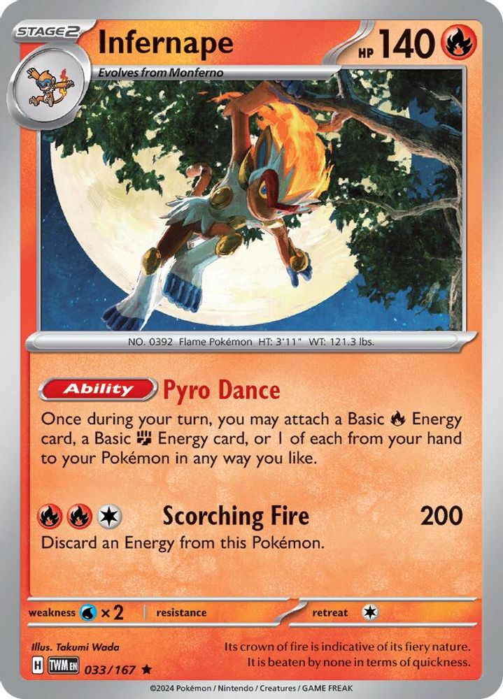 Infernape 033/167 - Reverse Holofoil SV06 Twilight Masquerade - Rare