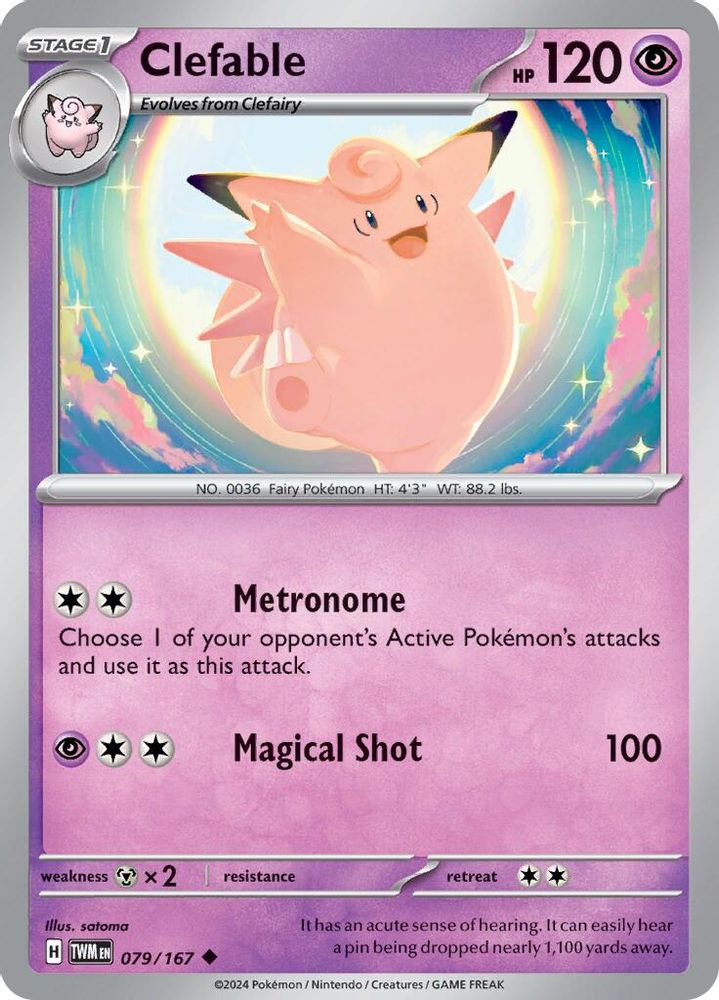 Clefable 079 - Reverse Holofoil SV06 Twilight Masquerade - Uncommon