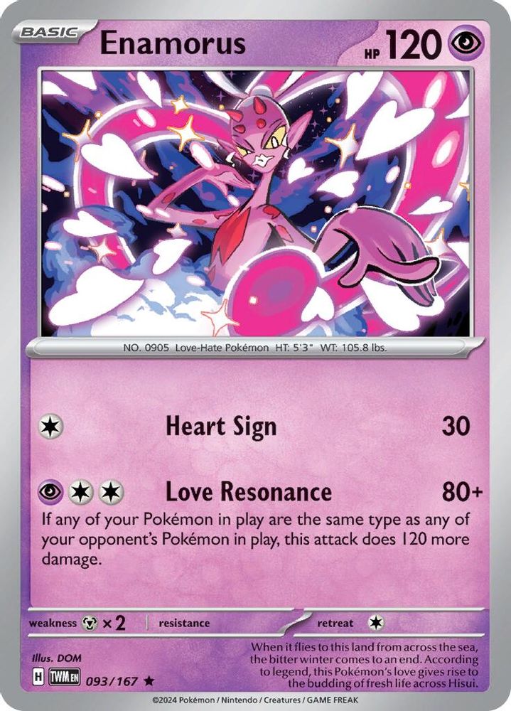 Enamorus 093/167 - Reverse Holofoil SV06 Twilight Masquerade - Rare