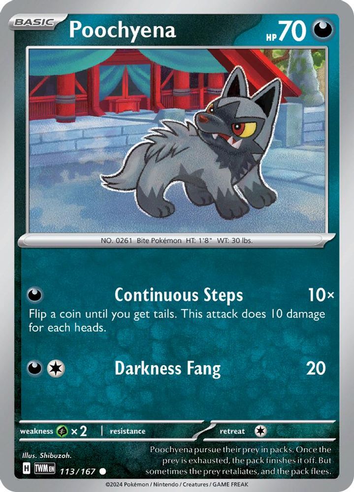 Poochyena 113 - Reverse Holofoil SV06 Twilight Masquerade - Common