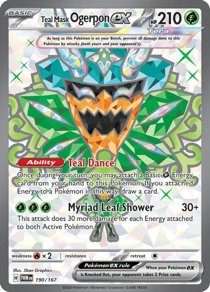 Teal Mask Ogerpon ex 190/167 - Holofoil SV06 Twilight Masquerade - Ultra Rare