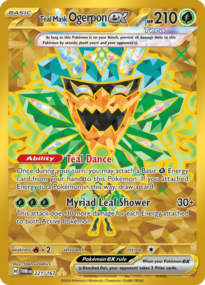 Teal Mask Ogerpon ex 221/167 - Holofoil SV06 Twilight Masquerade - Hyper Rare