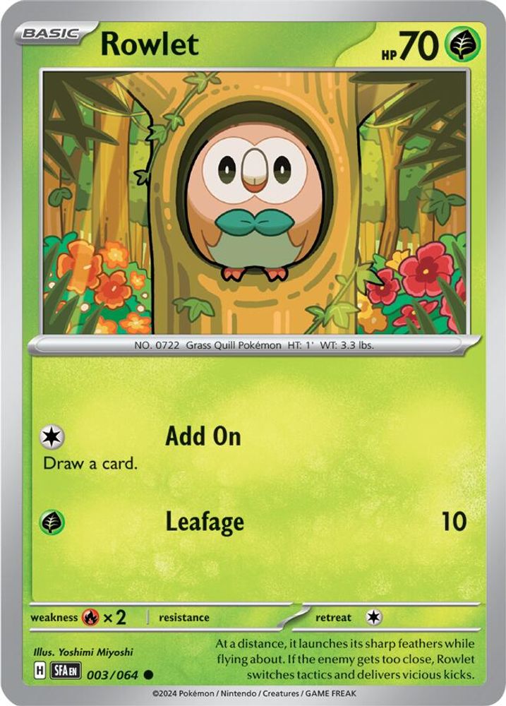 Rowlet 003 - Reverse Holofoil SV Shrouded Fable - Common