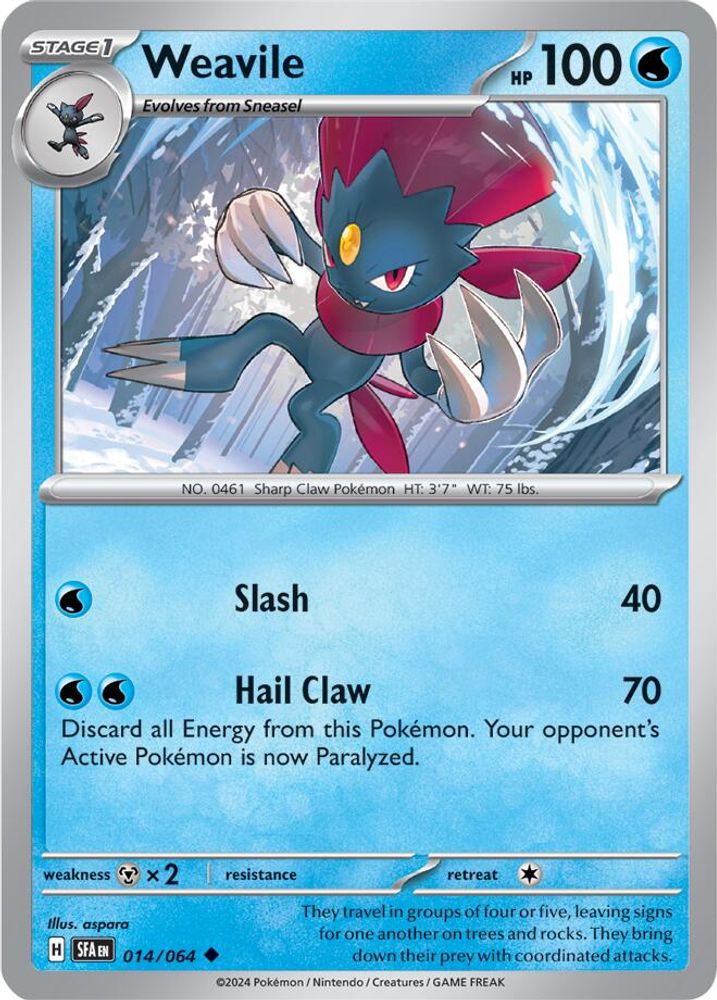 Weavile 014 - Reverse Holofoil SV Shrouded Fable - Uncommon